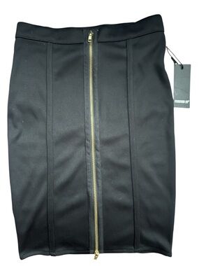 Forever 21 Black Pencil Skirt with Gold Center Zip